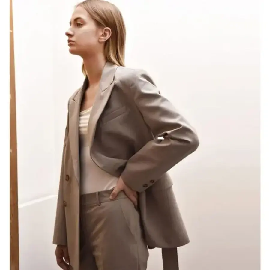 아바몰리 LUNA BELTED DOUBLE JACKET Brown beige 444927Moony_이미지
