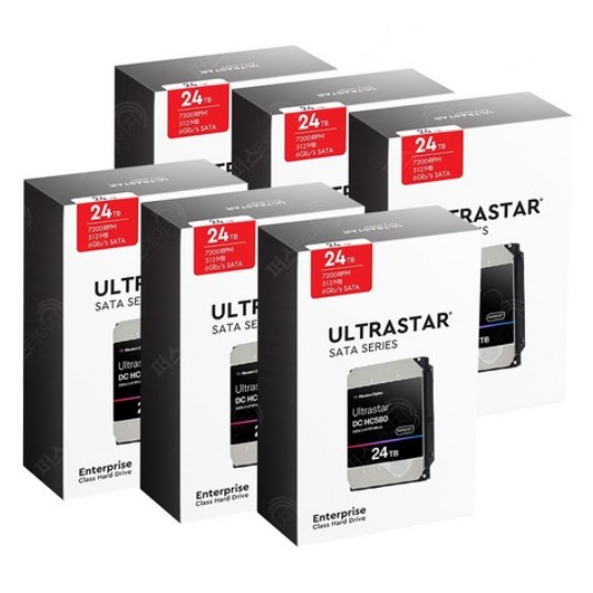 Western Digital Ultrastar DC HC580 박스 패키지 7200/512M WUH722424ALE6L4 (6x24TB)_이미지