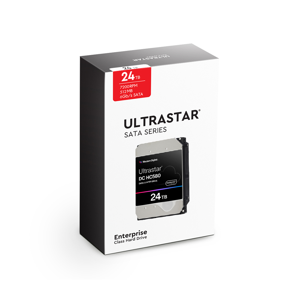 Western Digital Ultrastar DC HC580 박스 패키지 7200/512M WUH722424ALE6L4 (6x24TB)_이미지