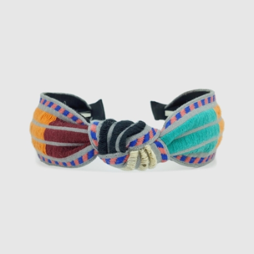 라라 에스닉 스트라이프 헤어밴드-그레이 H208_이미지
