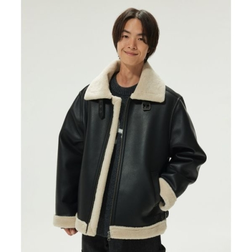 LEE 리 신세틱 레더 무스탕 블랙 LE2403JK06BK 979981_이미지