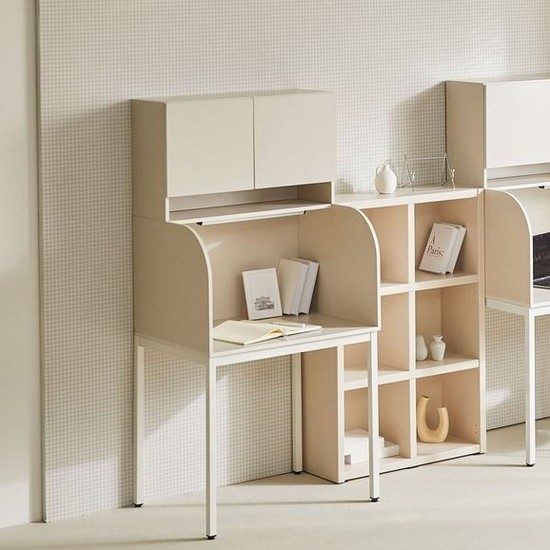 장인가구 토모 집중력 철제형 독서실 책상+LED조명+상부수납장 (800x600)_이미지