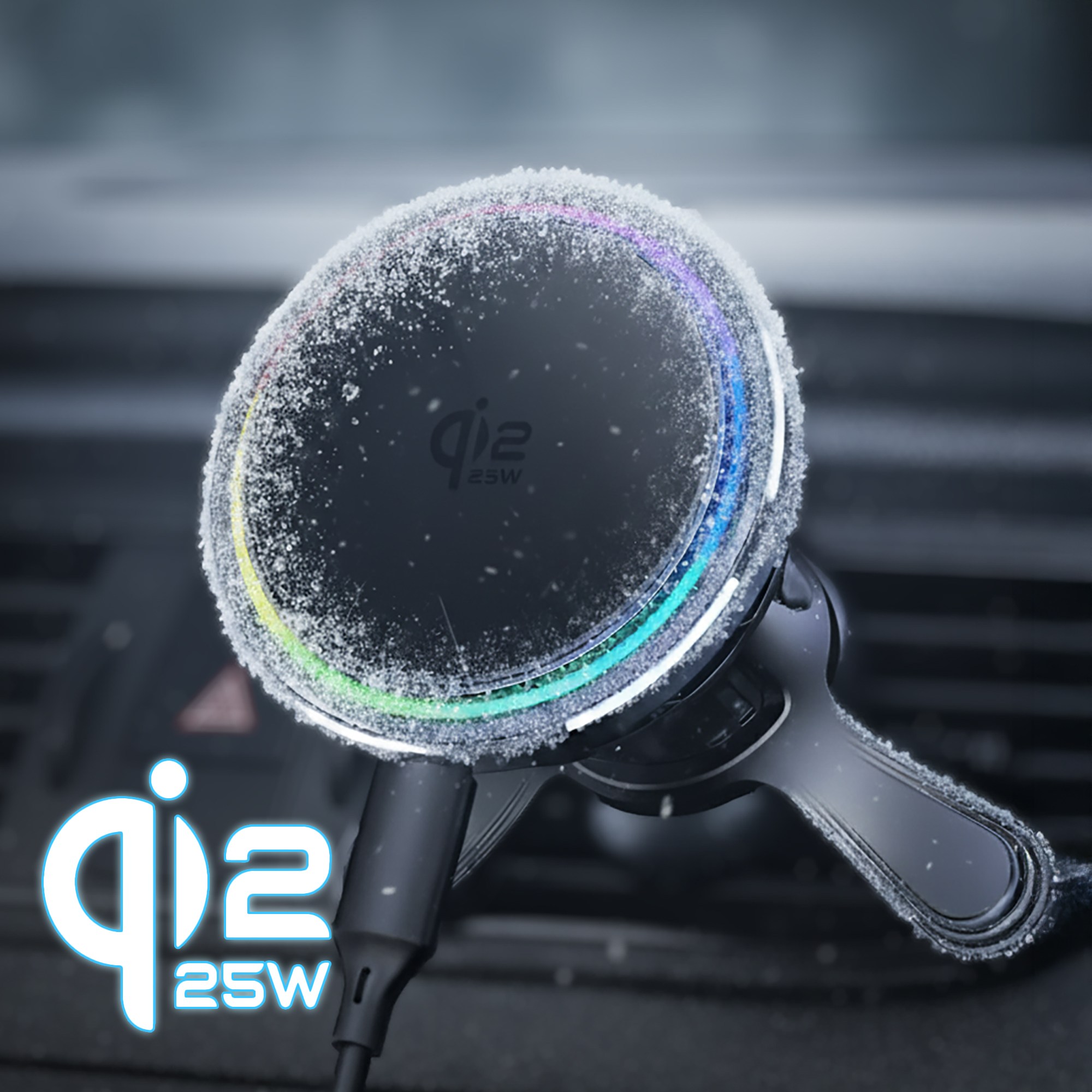 FROSTCORE Qi2.2 25W 냉각 맥세이프 차량용 무선충전거치대