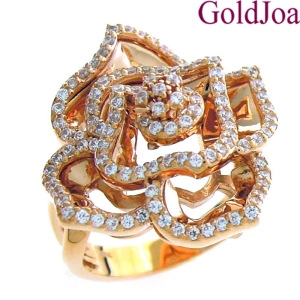 골드조아 14k 웅장한 핑크골드 장미 큐빅 14k반지 ju-su414r