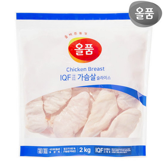 올품 IQF 냉동 닭가슴살 슬라이스 2kg이미지입니다. 누르면 해당 게시물로 새창이동합니다.