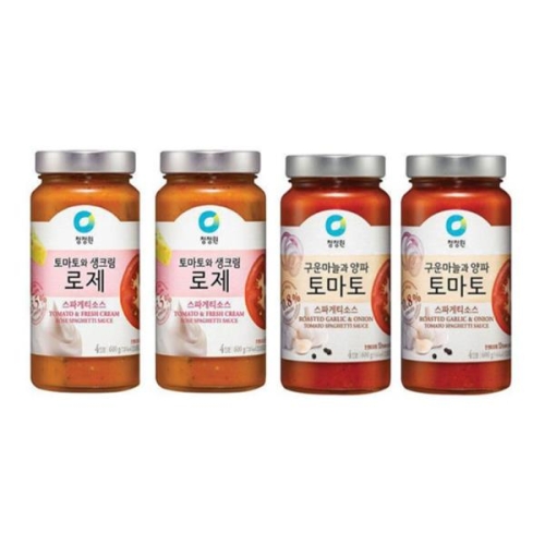 청정원 토마토와 생크림 로제 스파게티소스 600g 2개 + 구운마늘과 양파 토마토 600g 2개_이미지