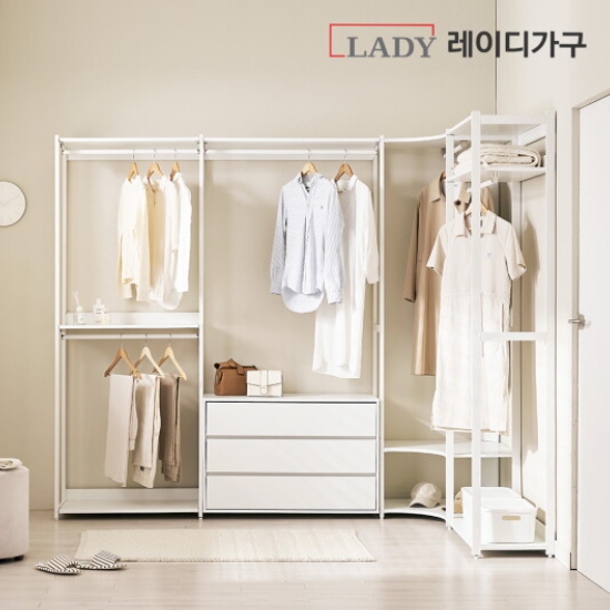 레이디가구 에어랙 철제 드레스룸 코너 서랍형 3200_이미지