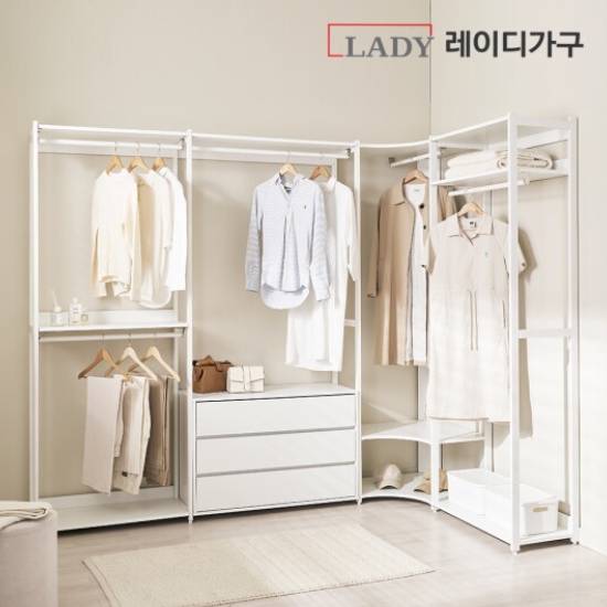 레이디가구 에어랙 철제 드레스룸 코너 서랍형 3200_이미지