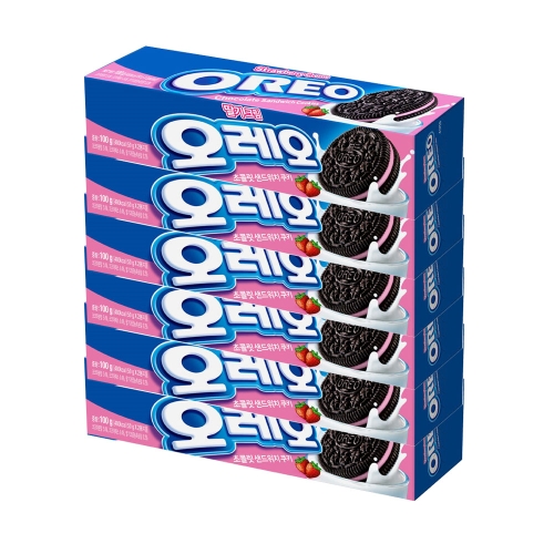 크래프트 오레오 초콜릿 샌드위치 쿠키 딸기크림 100g (6개)_이미지