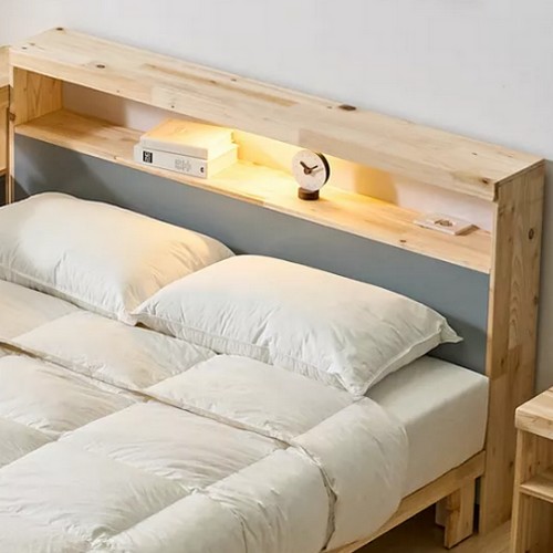 아이앤 르에반 삼나무 평상형 LED침대 SS (매트별도)_이미지