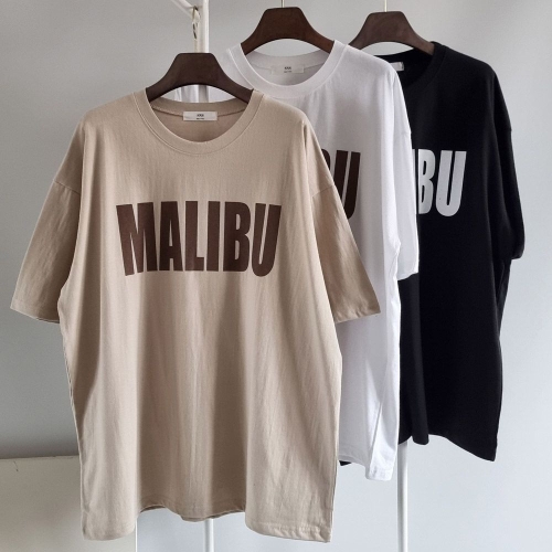 빅사이즈반팔티 U189L504 말리부텍스트면박스티 NS