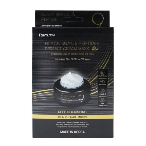 팜스테이 블랙 스네일 앤 펩타이드9 퍼펙트 크림 마스크 23ml (10매)_이미지
