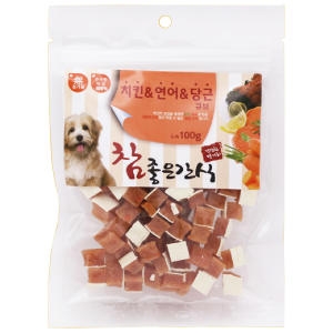 헬로도기 참좋은간식 치킨&연어&당근 큐브 100g (1개)_이미지