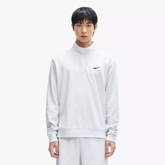 코튼폴리 남녀공용 그레이 캐쥬얼 긴팔 반집업 티셔츠 / 봄가을 반폴라 긴팔티 PW3MF24S121IC