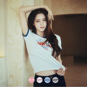 지오다노 395518 여 그래픽 링거 반팔티 marine.co_이미지