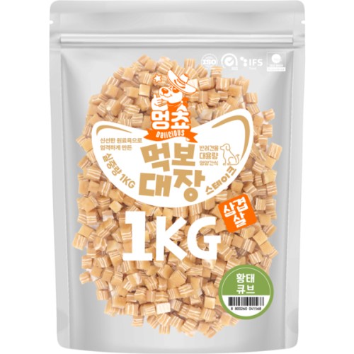 펫스토리 멍쵸 먹보대장 삼겹살 스테이크 황태 큐브 1kg