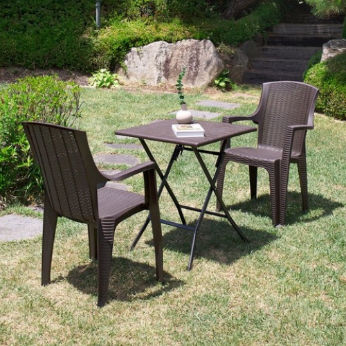 위드퍼니처  아르망 사각 브로몰딩 접이식 야외 테이블 600 (모니카의자2개)