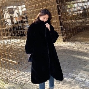 W7B7142 여성 루즈핏 페이크퍼 롱 코트 HH B88 페이크퍼코트 피너클기획_이미지