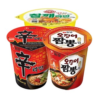 농심 신라면컵6개 + 오뚜기<b>참깨</b><b>라면</b>컵6개 + 오징어짬뽕컵6개