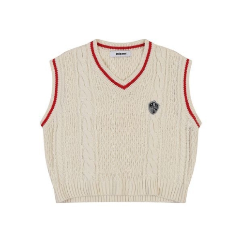 에꼴드파리 드라로얄 브이넥 꽈배기패턴 니트베스트_RB35KVBM60Z_이미지