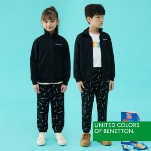 베네통 키즈 집업 상하세트 블랙 BNU4P34_T_이미지