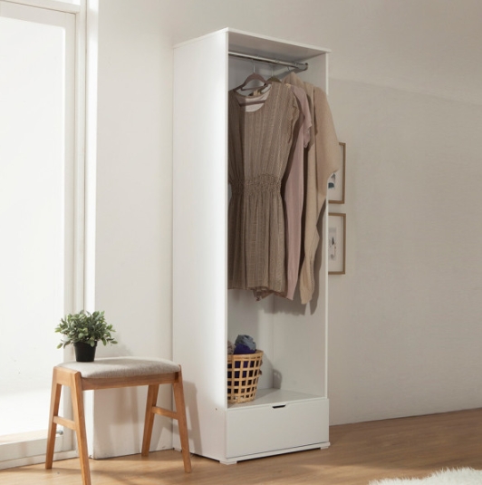 동서가구 스토르 화이트 1단 긴옷장 서랍장 드레스룸 600