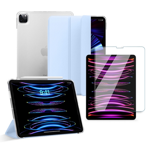 iPad Pro 11 4세대 퓨어슬림 스마트 북커버 케이스+강화유리필름