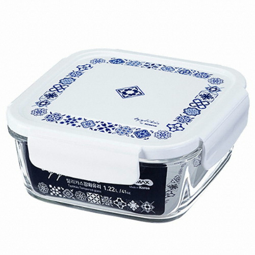 틸리카스 밀폐용기 강화유리 정사각 3호 1.22L