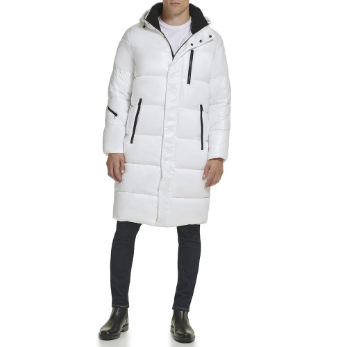 게스 Mens Mid-Weight 패딩 Jacket with Removable Hood White 178444