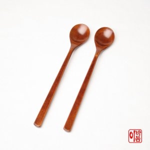 이바돔 국내산 친환경 천연 옻칠 나무 롱 티스푼_이미지