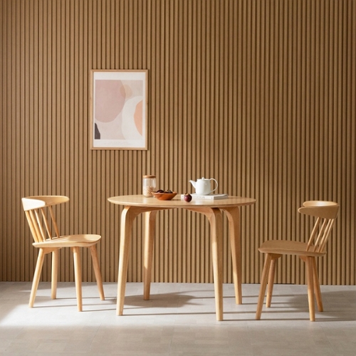 라벤 원형 내추럴 고무나무 원목 식탁 1000