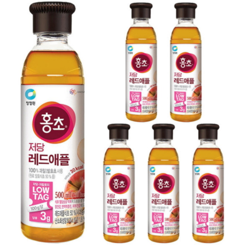 대상 청정원 홍초 저당 레드애플 500ml (6개)