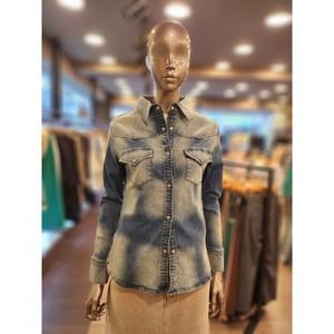 제시뉴욕 슬림핏 신축 데님셔츠 BEW5NRD5210 아울렛 55 블루