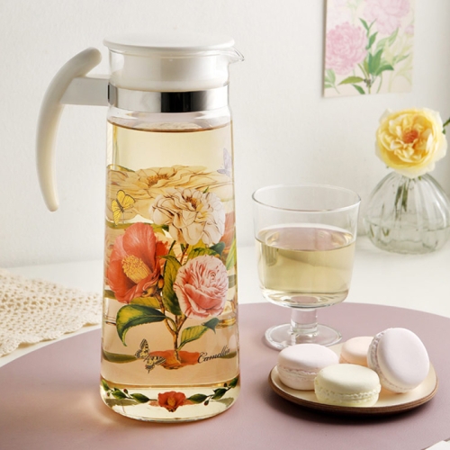 씨맥스 오토 저그 내열유리 냉장고 테이블 물병 1.4L 동백