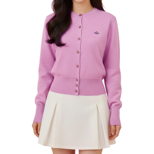 비비안웨스트우드 여성 베아 자수 로고 울 가디건 1803002P Y0006 (G402, 핑크멜란지)