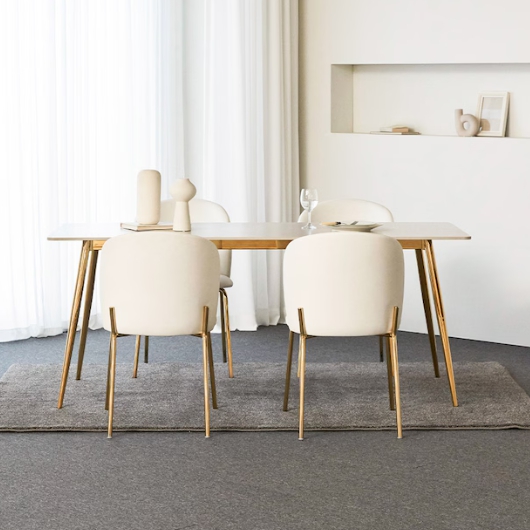 폴인퍼니 라비쉬 12T 직각 단면 세라믹 골드 식탁 1400 (의자별도)_이미지