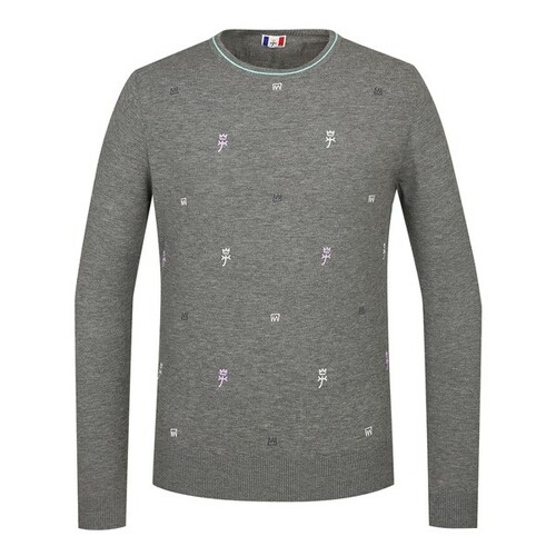  까스텔바작 남성 로고 패턴 프린트 라운드 니트 (BGBSSW004MY)