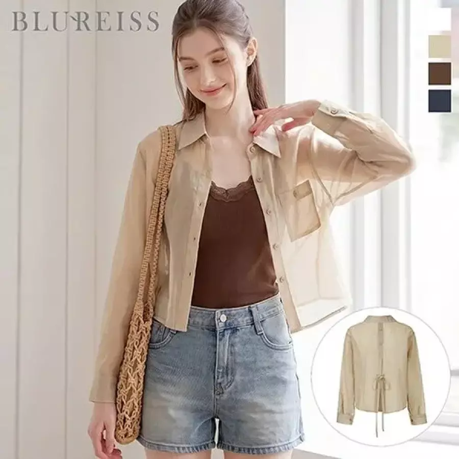 블루레이스 셔츠카라 뒤트임 시스루 블라우스_B6M1BL1661이미지입니다. 누르면 해당 게시물로 새창이동합니다.