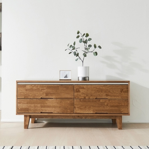 까미엘  포레 2단 고무나무 거실장 1200