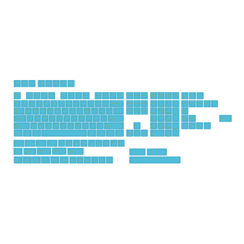 SPM PC 투명 실크인쇄 한영 키캡 165키 블루