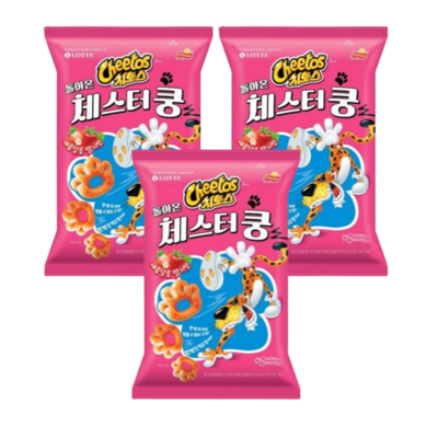 롯데제과 치토스 돌아온 체스터쿵 새콤달콤 딸기맛 55g (3개)_이미지
