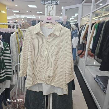 SOOS 반오픈 스트라이프 블라우스 S262BBL402/베이지,네이비_YS