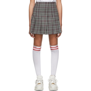  MSGM SSENSE Exclusive Grey Check Pleated Miniskirt