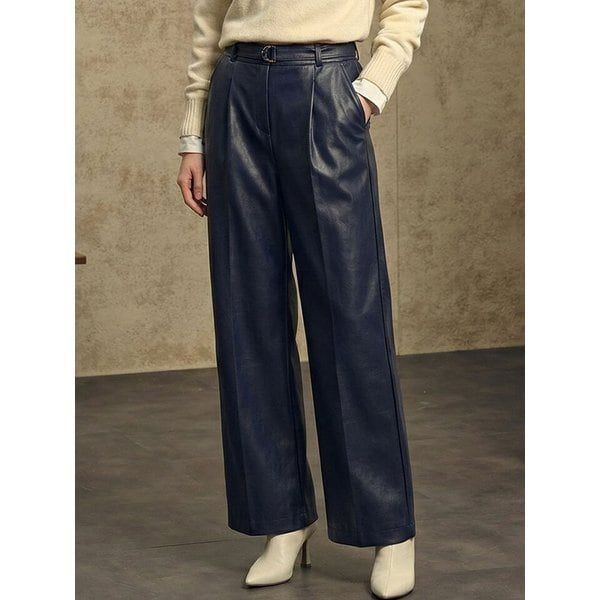 리오벨 FAUX 레더 세미와이드 팬츠 1163398