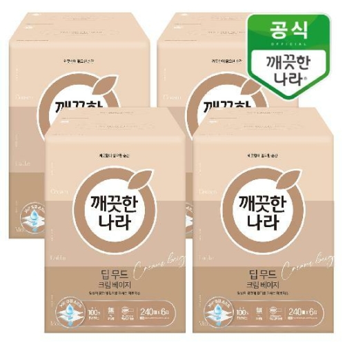 깨끗한나라 딥무드 크림 베이지 미용티슈 240매 (6입) (4팩(24입))_이미지