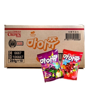 크라운제과 마이쮸 2종 포도 딸기 대용량 혼합 284g 10봉_이미지