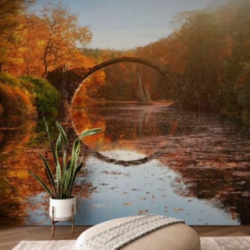 뮤럴 포인트벽지 아트 가을 호수