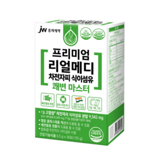 JW중외제약 프리미엄 리얼메디 차전자피 식이섬유 쾌변 마스터 30포 (4개)