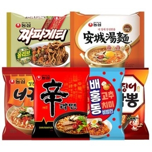 농심 신라면5봉+얼큰너구리5봉+짜파게티5봉+안성탕면5봉+오짬5봉+배홍동4봉_이미지