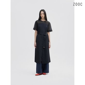 ZOOC 시스루 포인트 사선 절개 벨티드원피스 BK_V262MSE934_이미지